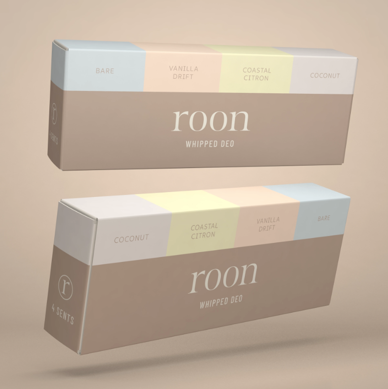 Roon Whipped Deo — Discovery Set (Coastal Citron, Vanilla Drift, Coconut Shore, Bare)